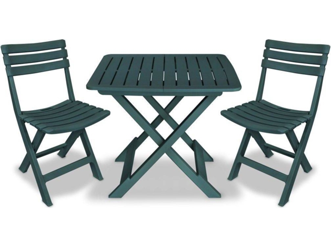 Conjunto 2 Sillas y mesa VIDAXL jardín plástico verde