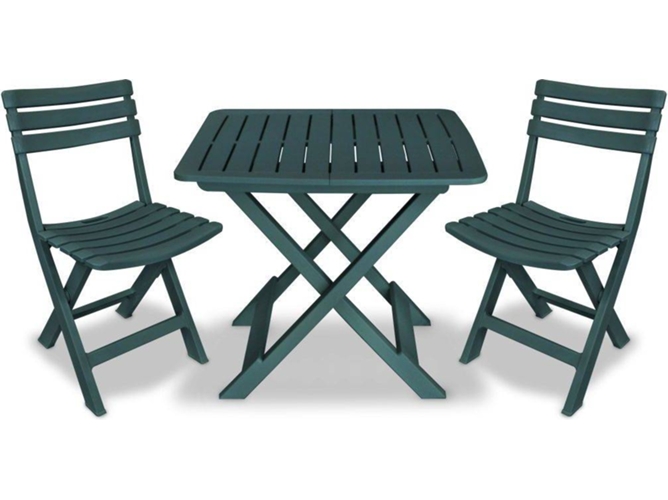 Conjunto 3 Muebles De Jardin VIDAXL Verde Plástico