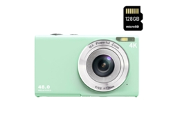 Cámara fotos digital infantil compacta SZSMART DC402AF Nivel de entrada Regalo de cámara para estudiantes niños 48MP 4K resolución Pantalla de 2,8 pulgadas + 128GB - Verde