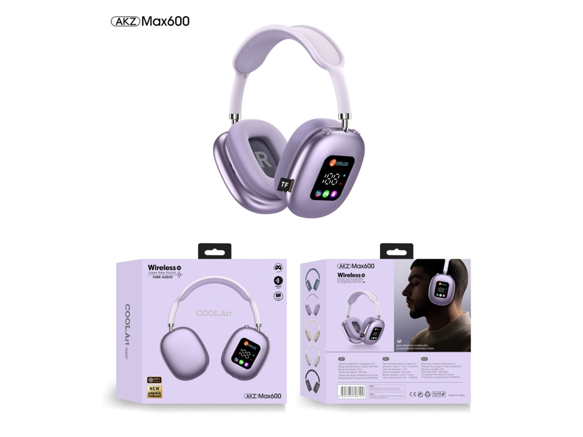 Auriculares supraaurales Bluetooth 5.3 compatibles con función de llamada Max600 morado Hexinyigjly