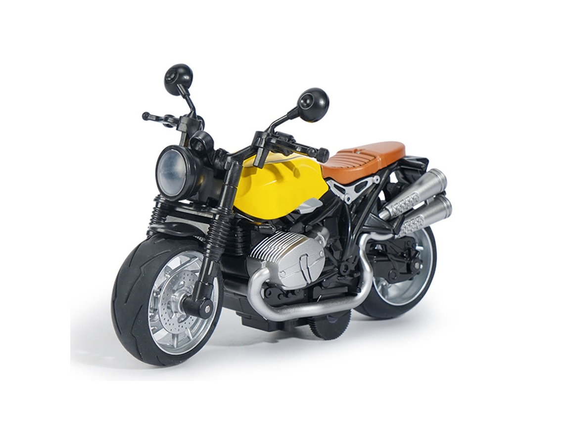 Dan26-juguete Modelo De Moto A Escala 1:12 De Aleación Con Retroceso, Luz Y Música Para Niños Amarillo Negro
