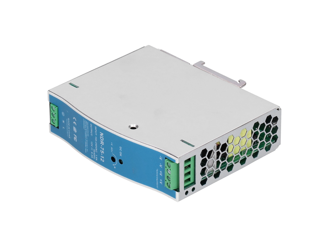 Fuente De Alimentación Industrial Para Riel Ndr‑75‑12, 6,3 A, 75,6 W, 12 V, Estable, Con Protección Contra Sobrecargas, Ca 100-240 V
