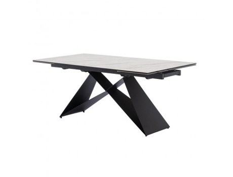 Mesa de comedor extensible Geodi blanca 180/260x90x76 cm cerámica y cristal patas de metal 50 kg máx. CASA VITAL