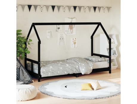 Estructura De Cama Para Niños VIDAXL Negro Madera (80x200 cm)
