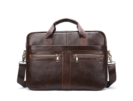 Bolso de mensajero de cuero genuino para hombres Bolso para computadora portátil Maletín Bolso bandolera Bolso de hombro-2019 Café 1