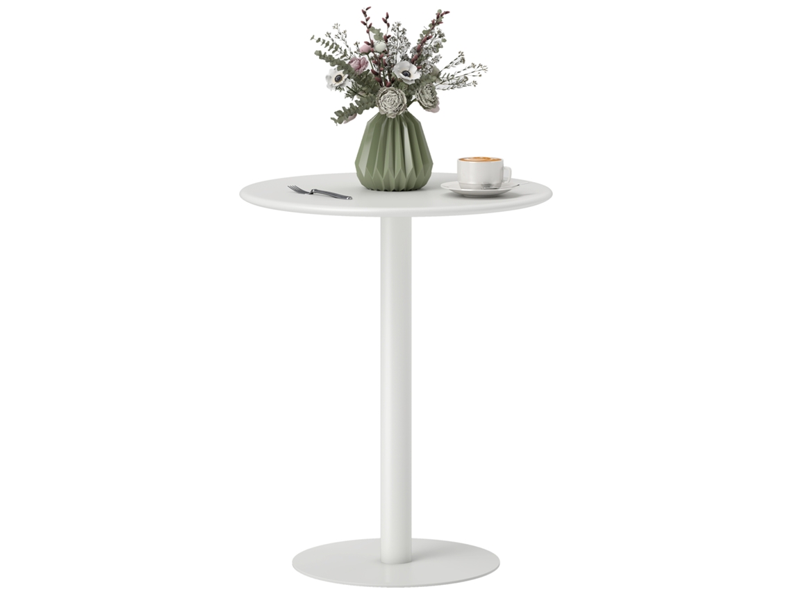 Mesa de cocina redonda para 2 personas, diseño moderno, acero, Ø60x72cm, blanca
