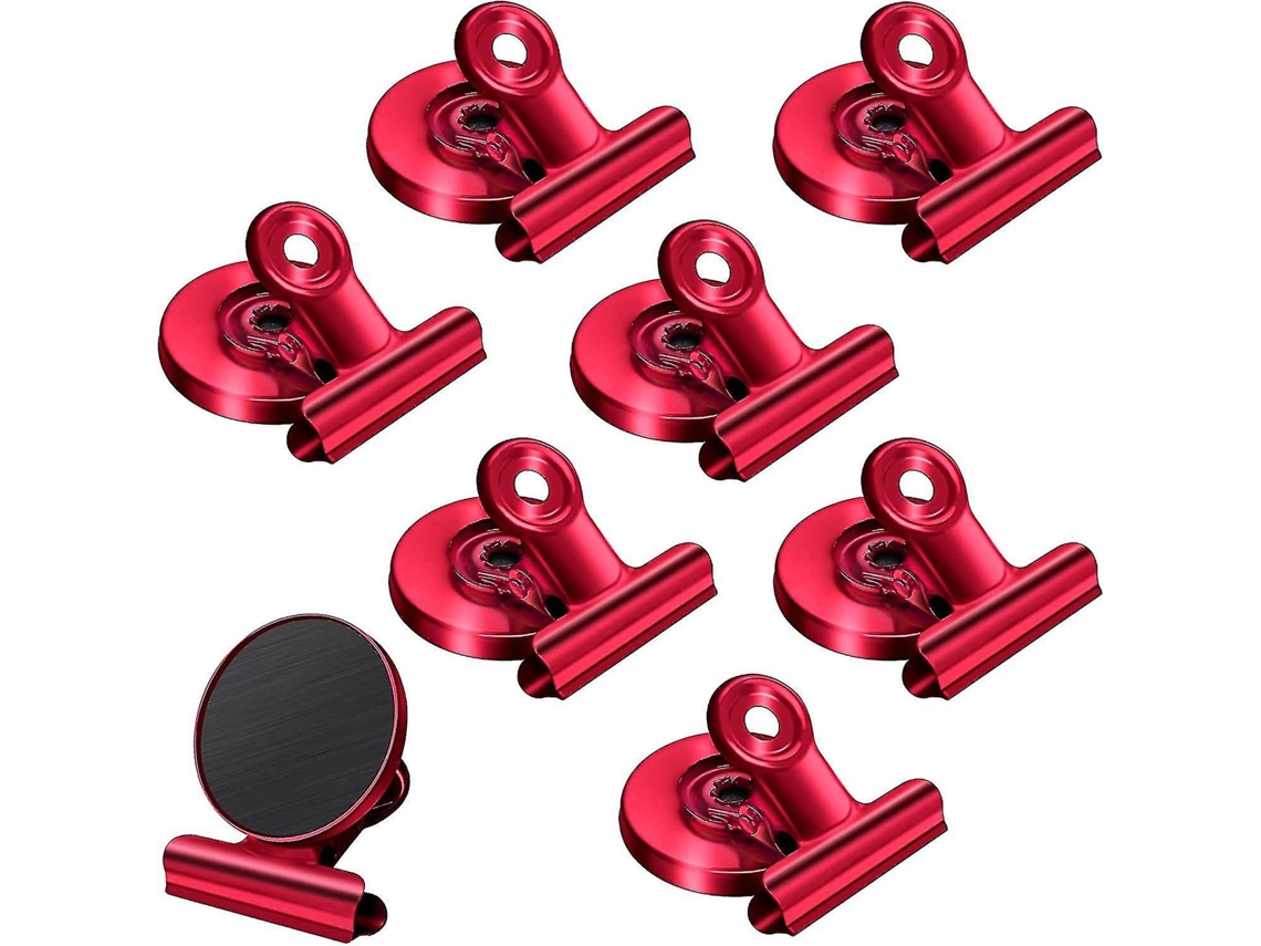 Clips magnéticos para refrigerador Rebe 8 de acero inoxidable, clips fuertes y seguros para organizar el hogar, la escuela y la oficina - Rojo