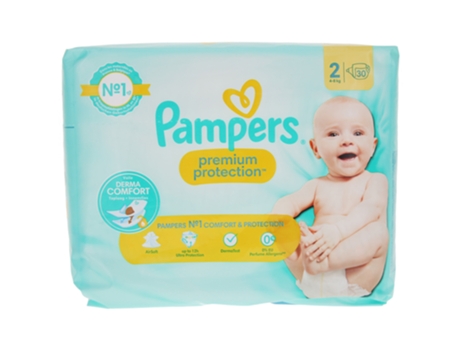 Pañal Premium Protection 30 Tamaño 2 4-8 kg PAMPERS