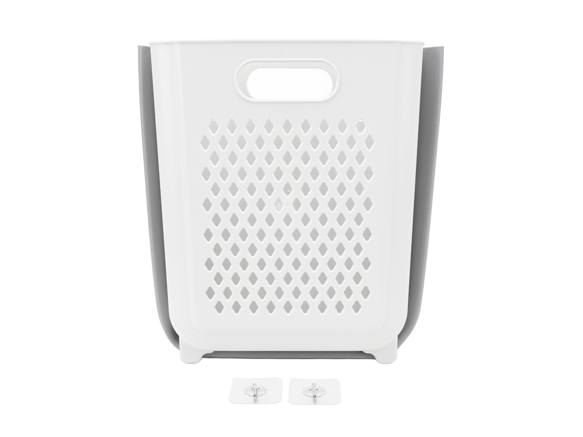 Cesto De Ropa Plegable Con Gancho Para Almacenamiento En Baño Y Dormitorio - Blanco