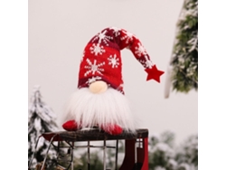 Adornos navideños con gnomos, estrella iluminada para el árbol, figuras de elfos, decoración de mesa con pilas (roja, pierna corta)