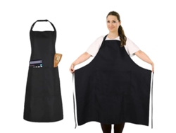 Avental Plus Size, À Prova D‘água, Com 2 Bolsos, 2 Pcs, Preto