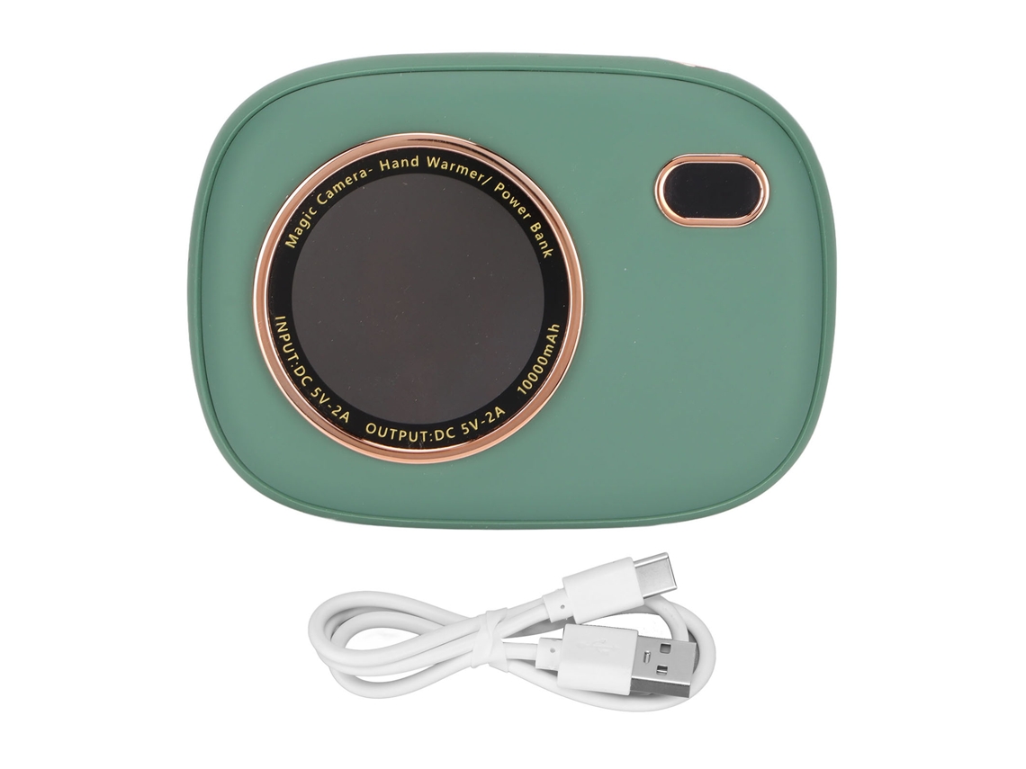 Calientamano Eléctrico Recargable 10000mah Power Bank Con Pantalla Led Para Camping Días De Invierno Nevada Verde