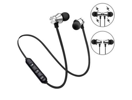 Auriculares Internos Magnéticos Inalámbricos Bluetooth Plateado