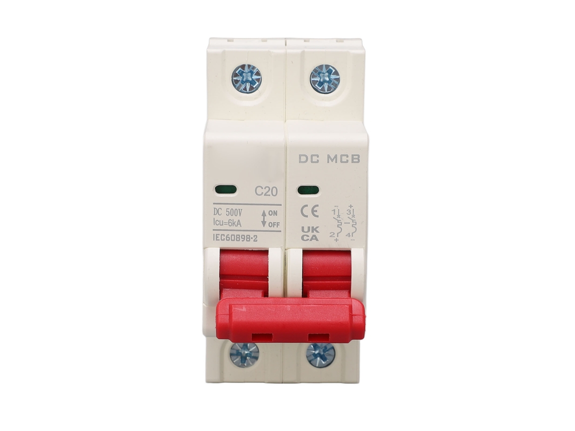 Disyuntor De Circuito Pequeño 2p 20a De Baja Tensión Cc 500v Con Capacidad De Interrupción 6000a Modular Miniatura