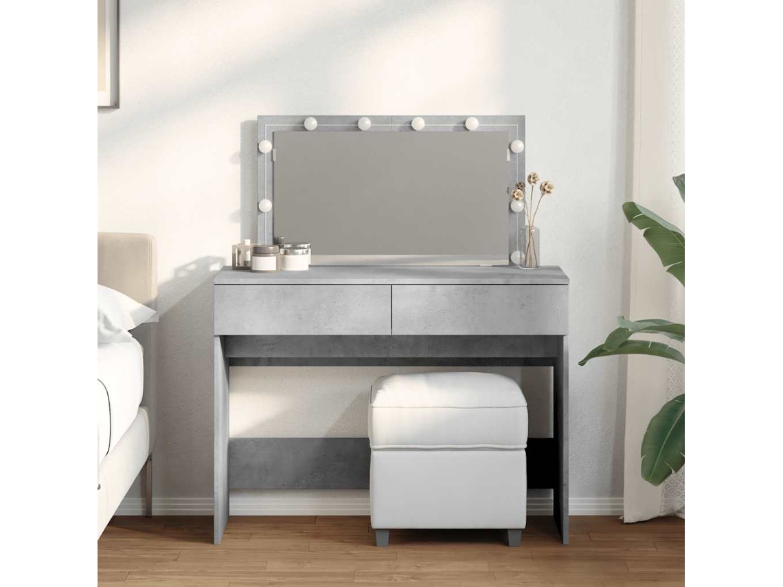 Tocador de maquillaje con luces LED 100x40x120 Gris cemento HARLANV1