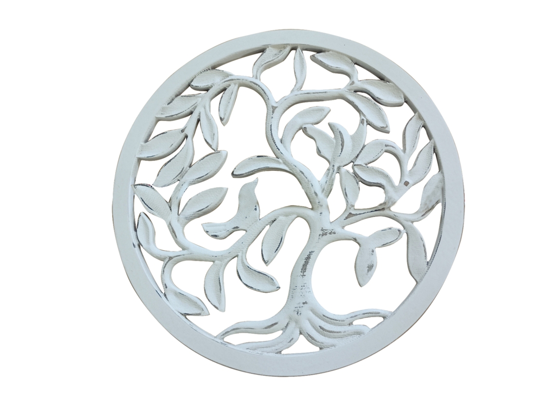 Adorno Arbol de la Vida Blanco de Madera 40X1X40cm Colgante Mandalas Decorativos Mandalas Decorativos Pared BY SIGRIS