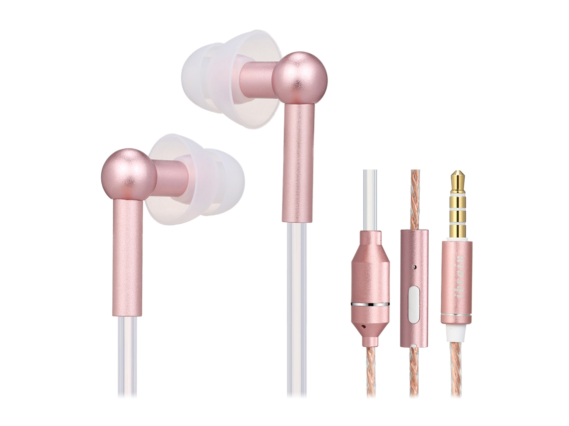 Auriculares In-ear (color Rosa), Conexión Por Cable De 3,5 Mm, Micrófono Y Controles En Línea, Cancelación De Ruido.