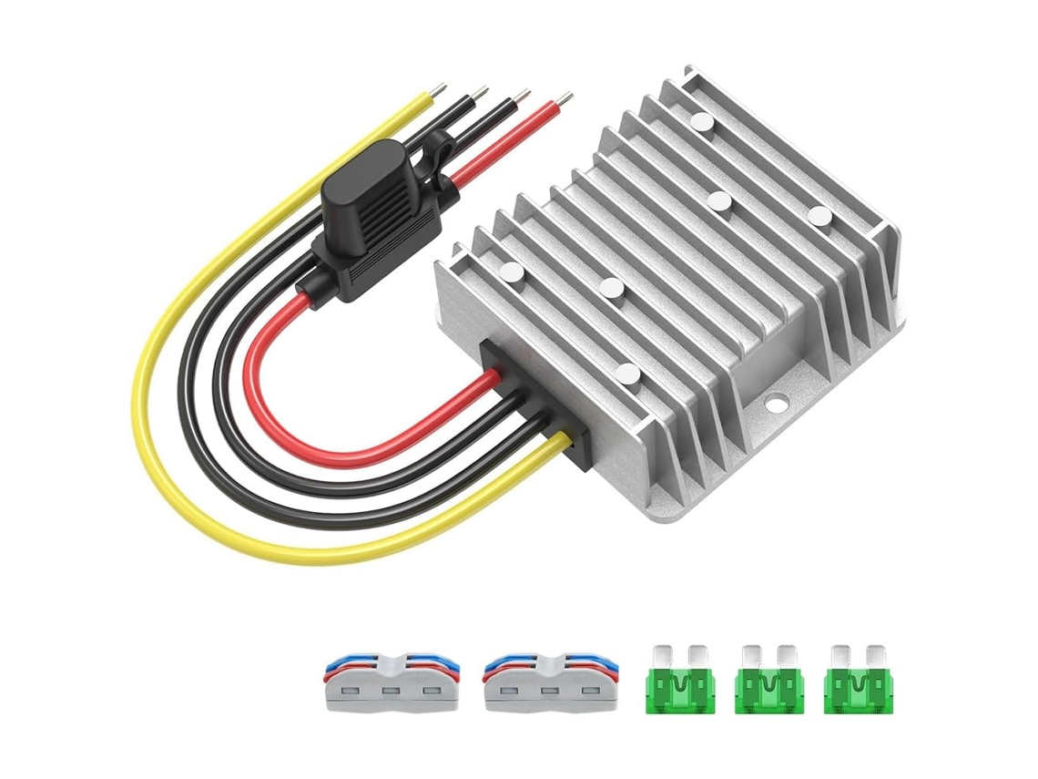 Convertidor De Voltaje De 12 V 20 A 240 W Dc17-55 A Cc Con Portafusibles Y Terminales De Cable.