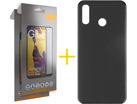 Kit Funda + 2 Protectores de Pantalla Huawei P Smart 2019 SKYHE Liso Negro
