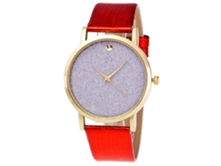 Reloj De Pulsera De Pareja Zhoulianfa Con Correa Pu Dial Redondo Simple Cuarzo Rojo