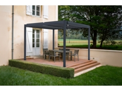 Pérgola bioclimática de aluminio 3x3m - lamas orientables - Gris antracita, Independiente en el jardín o terraza PIANA