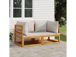 Sofás esquineros de dos piezas de madera maciza de acacia con cojines gris claro de Lovely Home
