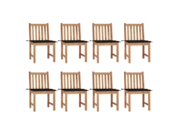 Sillas de jardín DKD Home Decor de 8 piezas con cojines, madera maciza de teca