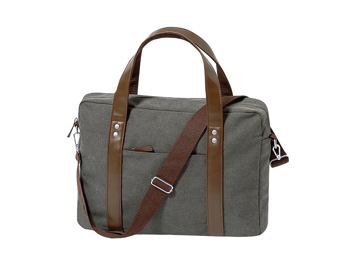 Portadocumentos de lona retro (475 g/m²). Acolchado. Bolsillo acolchado para portátil.