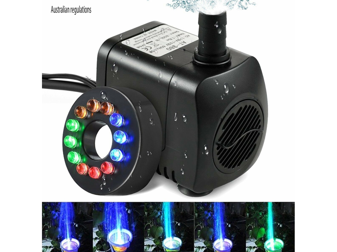 Bomba de agua sumergible para fuente eléctrica con 12 LED, bomba impermeable