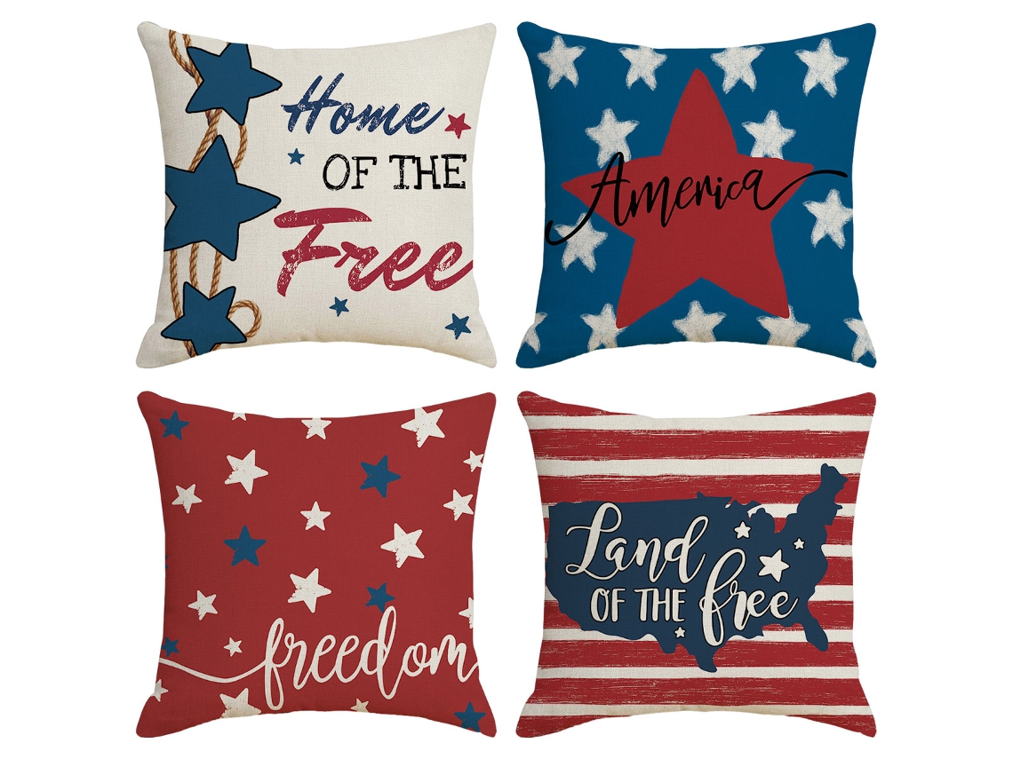 Juego De 4 Fundas De Almohada Decorativas Con Temática De Camiones Rojos Y Azules