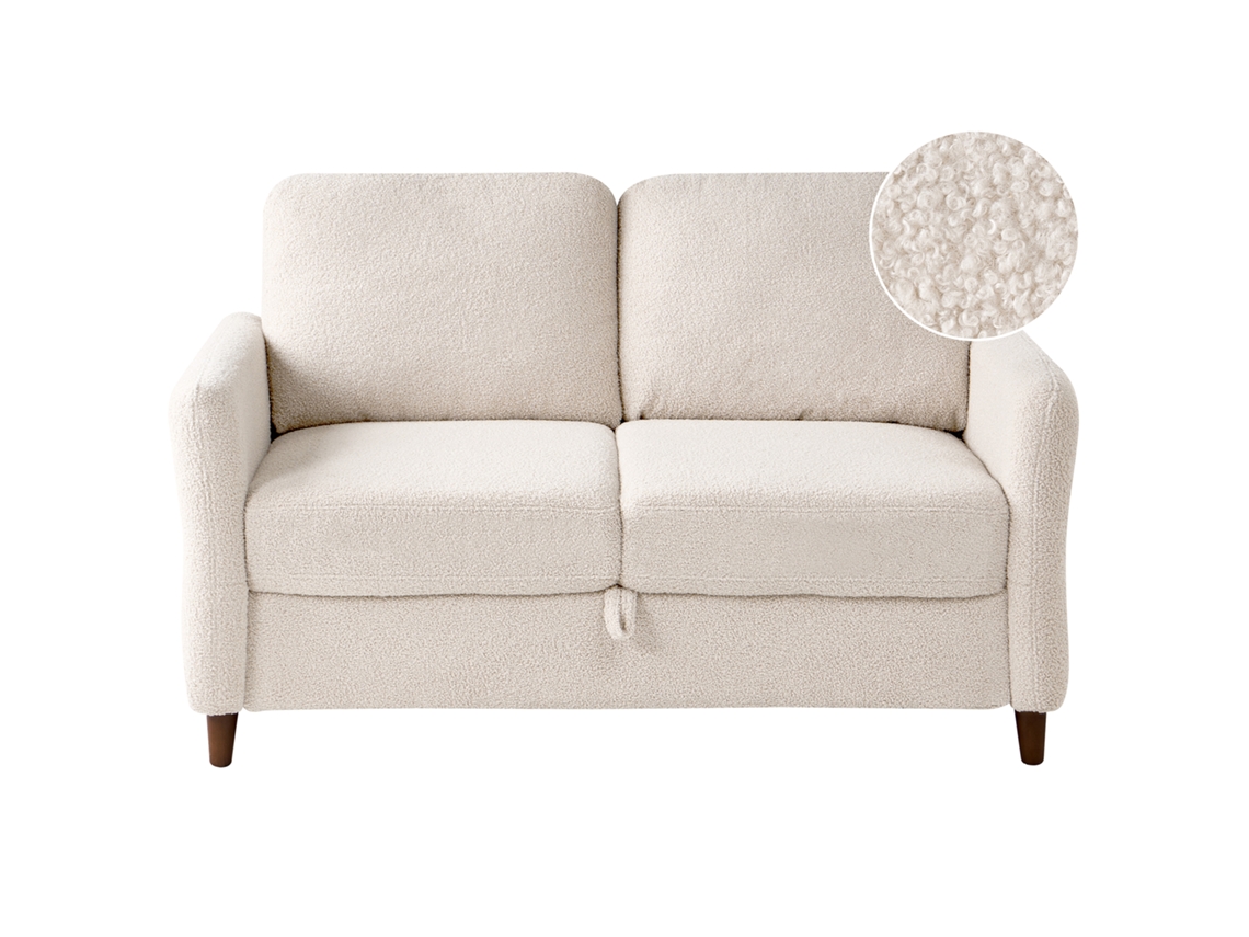 Beliani Sofá Mare De Bouclé 2 Plazas Crema 143x77x88