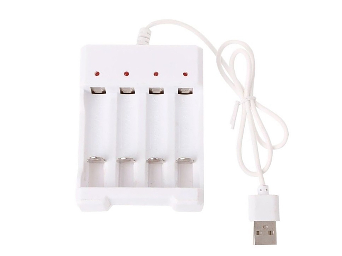 Carregador De Baterias Usb 4 Slots Rápido Para Baterias Recarregáveis Aa Aaa Station