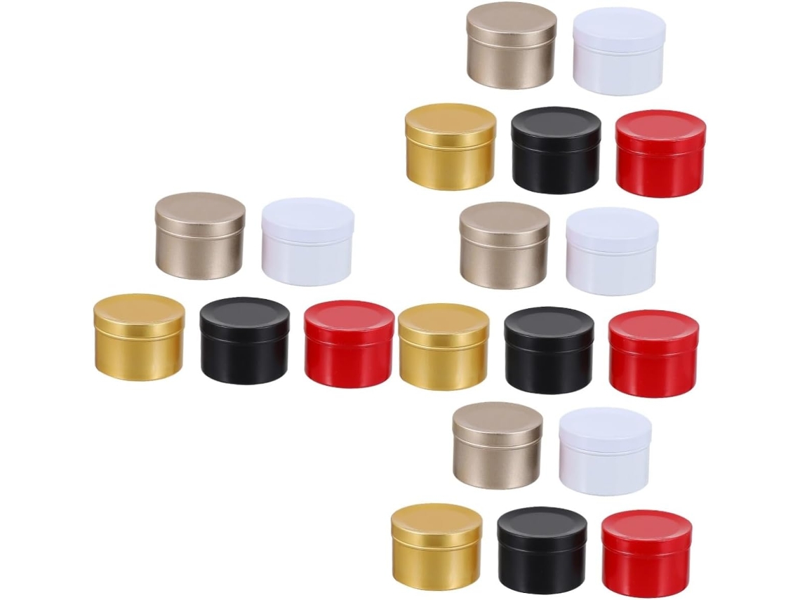20 Frascos Vacíos Para Velas Navideñas Caseras, Cera Reciclable, Cosméticos, Joyería, Rojo Y Blanco.
