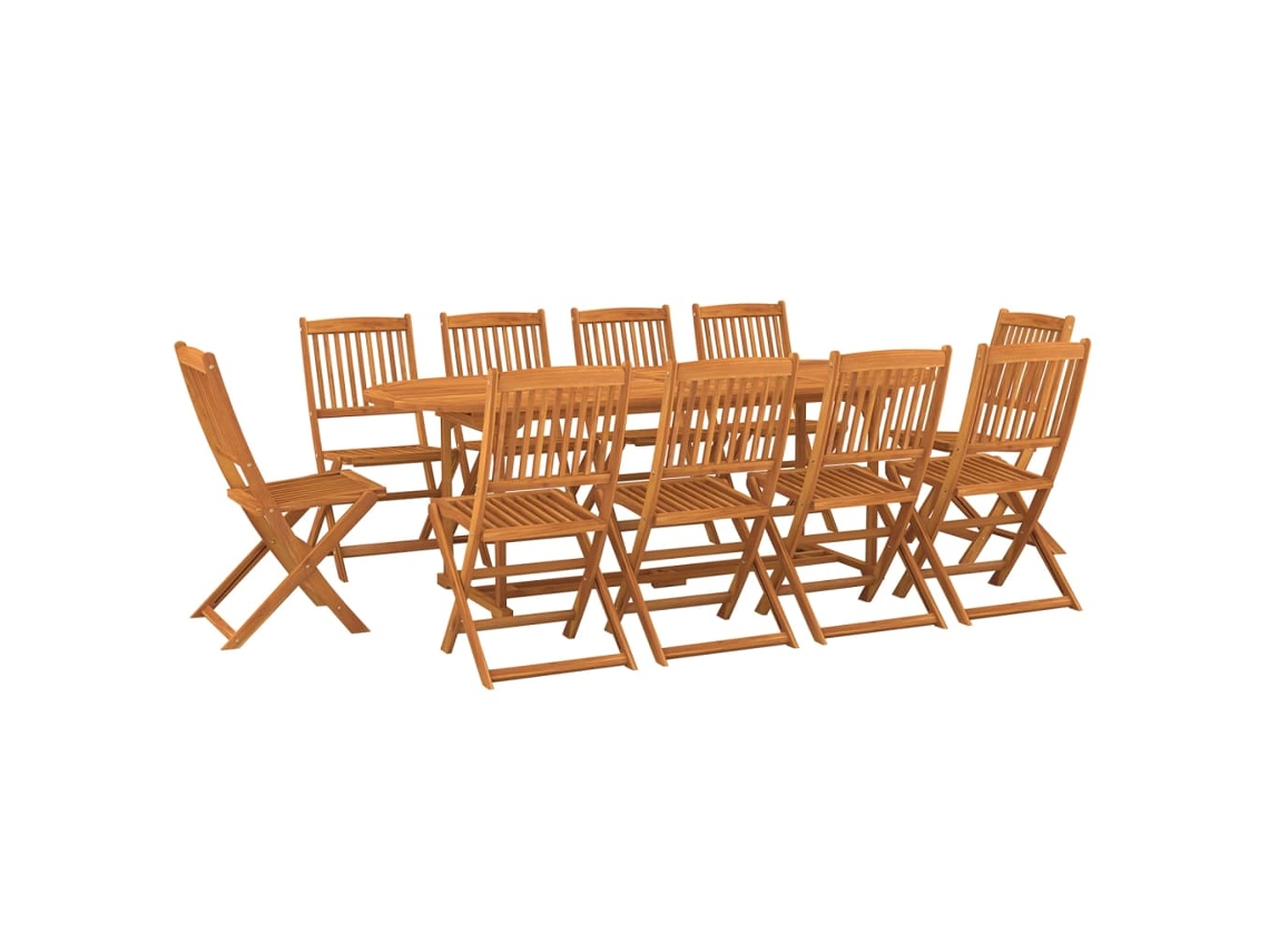 Conjunto 11 comedor de jardín VIDAXL madera maciza acacia (220x90x75cm)
