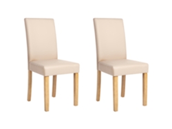 Confortável conjunto de cadeiras de jantar BELIANI Broadway de Pele sintética Creme 42x59x93