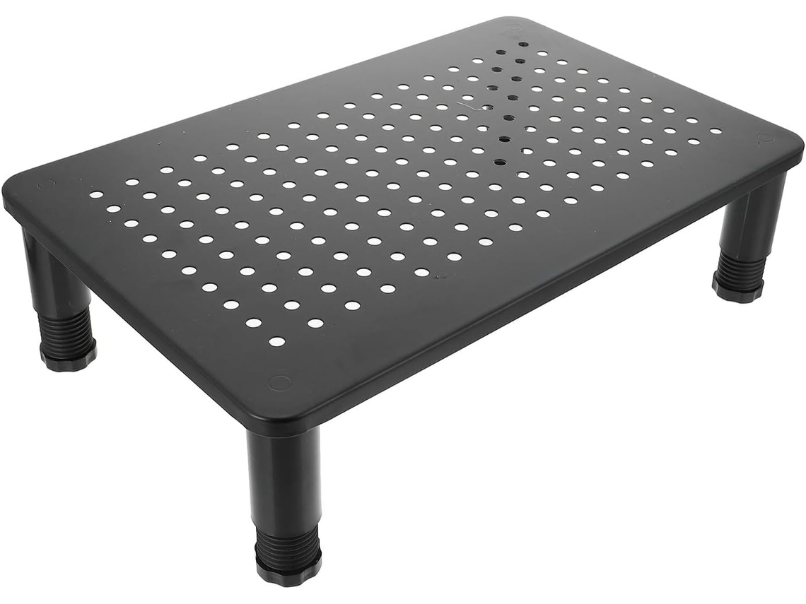 Support Pour Écran En Fer Noir Design Ergonomique Hauteur Réglable 3 Niveaux Ventilé Dissipation