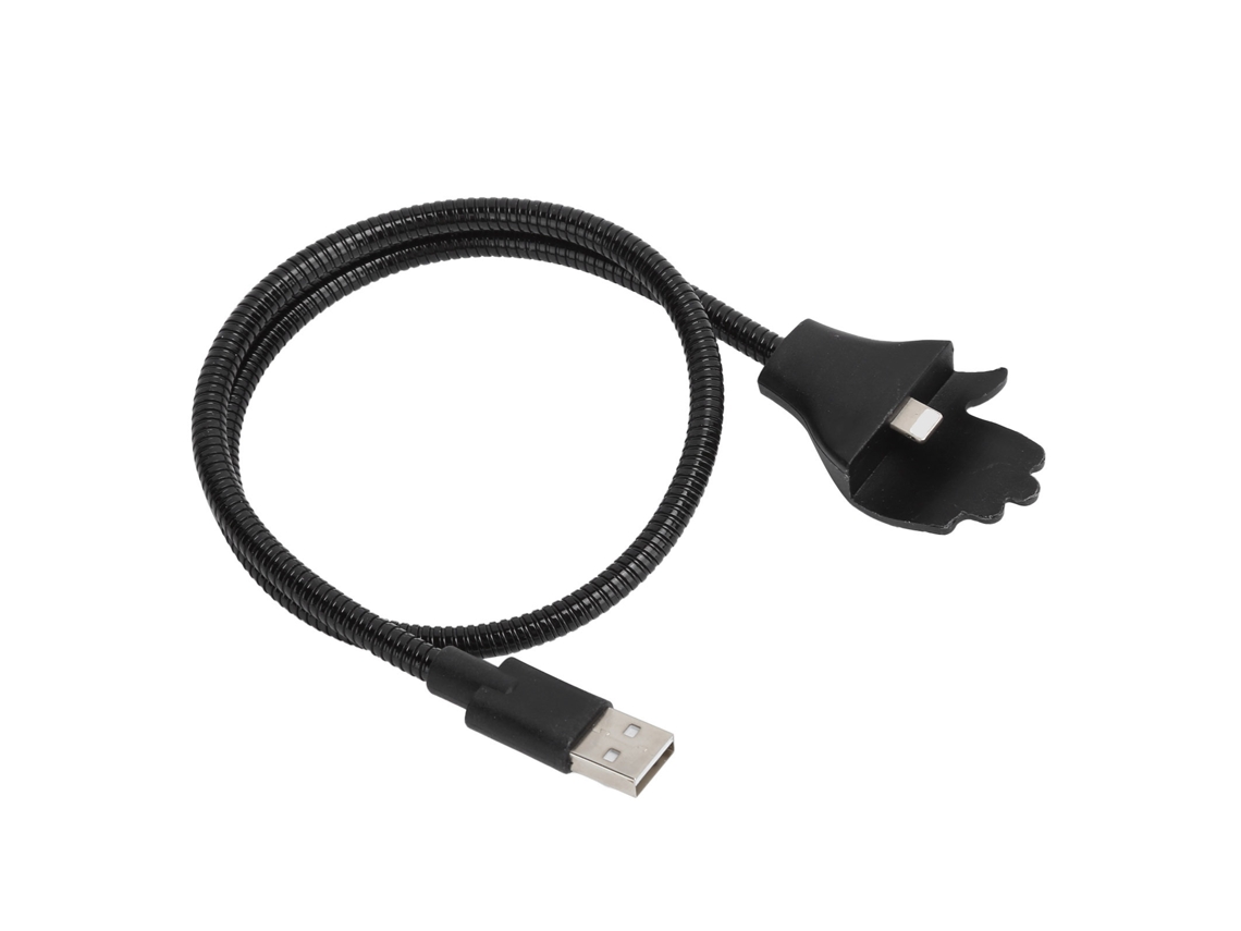 Cabo De Carregamento Usb 2 Em 1 Com Suporte Flexível Para Celular Ios 8pin, 50cm, 2.5a, Preto