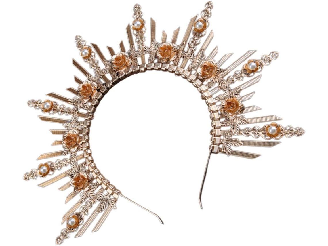 Diadema De Corona De Diosa Lolita De Plástico Dorado, Adorno Para El Cabello Delicado Y Único