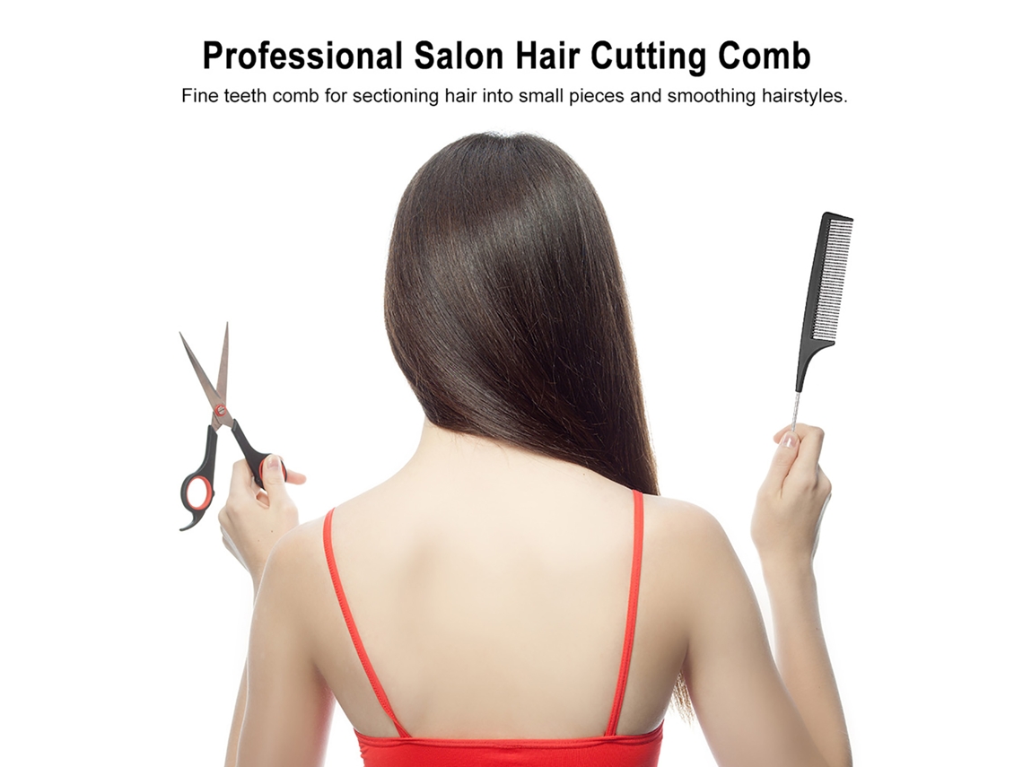 Pente de corte profissional para cabeleireiro, modelo 2026, com cabo antiestático em aço inoxidável, ideal para salões de beleza e barbearias.