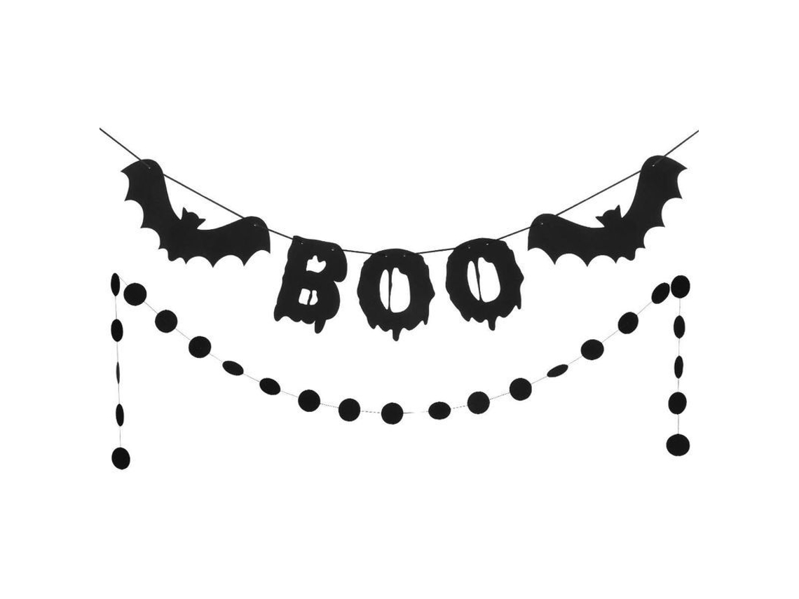 Guirnalda De Halloween Con Glitter Negro Y Búhos Decorativos Para Fiesta De Halloween