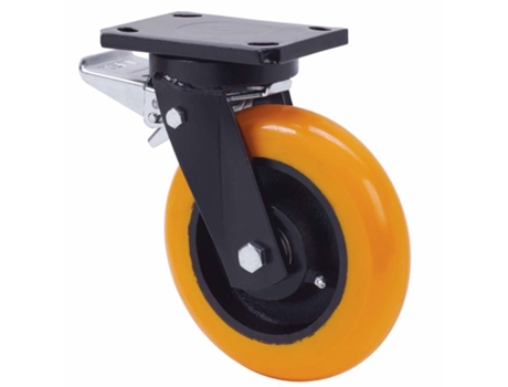 Rueda giratora placa freno 10hlbfd200-huab hierro-poliur.naranja bolas balona ALEX
