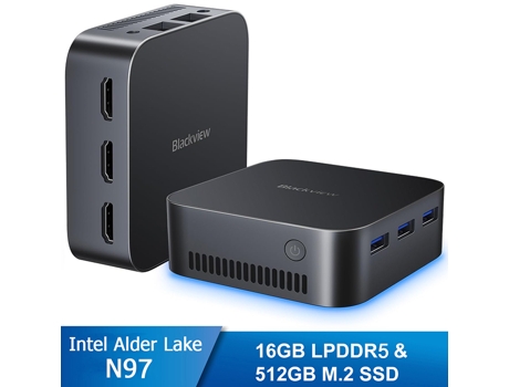 Mini PC BLACKVIEW MP80 (Intel Alder Lake N97 - RAM:16 GB - 512 GB SSD - Home - Intel UHD Graphics) - Negro