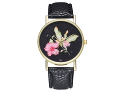 Reloj Analógico De Quartzo Para Hombre Y Mujer De Cuero Pu Moda Ocio Negro