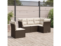 Conjunto de sofá de jardín de 5 piezas con cojines de mimbre marrón de DKD Home Decor