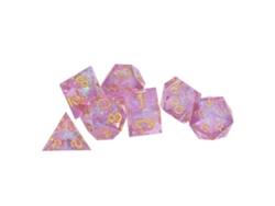 Ats-set De 7 Dados Poliedricos De Resina Con Números Claros Y Bordes Afilados Para Juegos De Mesa Y Rol Púrpura