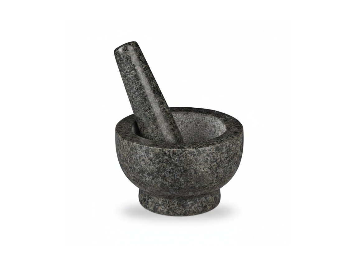 Relaxdays Mortero Granito, Maja, Robusto Y Duradero, Especias, Hierbas, Triturador Piedra, Diámetro 13 Cm, 250 Ml, Gris