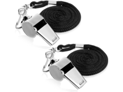 Juego De 2 Silbatos De Entrenador De Acero Inoxidable - Silbato De Árbitro Con Cordón - Plateado