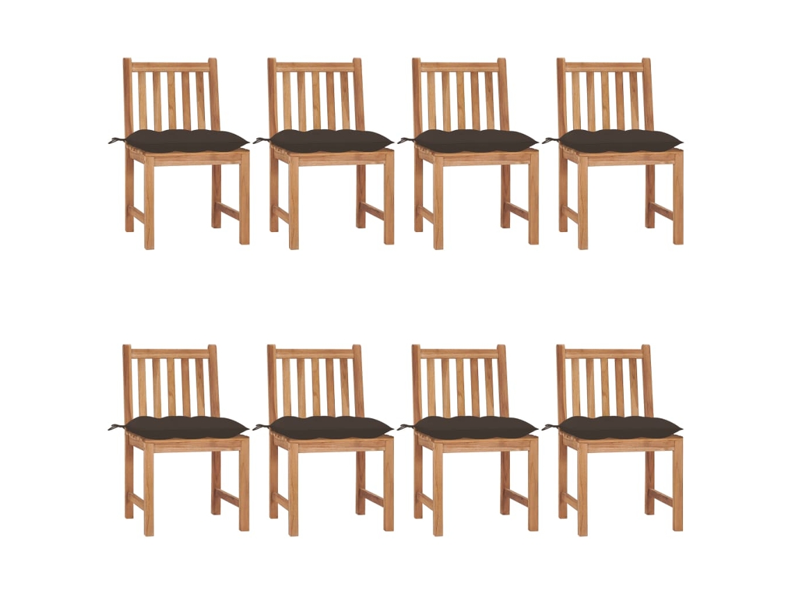 Sillas de jardín DKD Home Decor de 8 piezas con cojines, madera maciza de teca