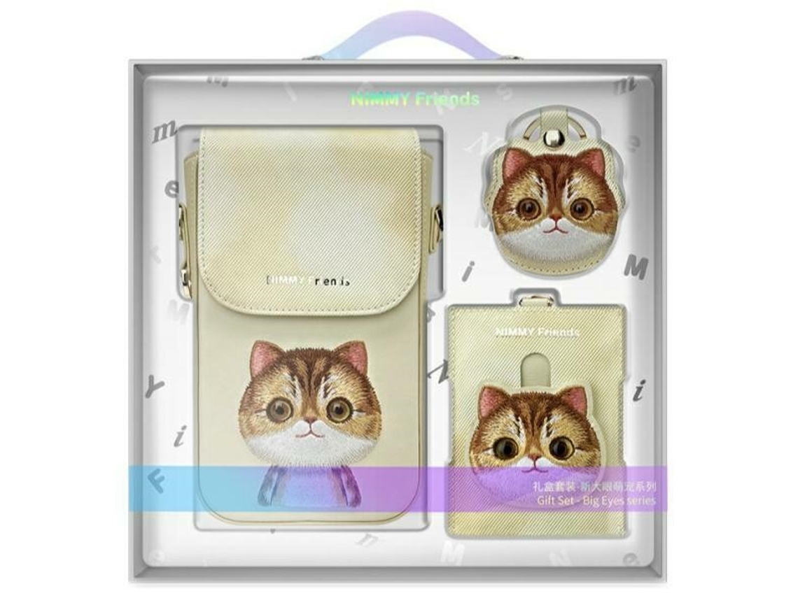 Monedero Nimmy, funda universal para teléfono móvil, color caqui, con ojos grandes, gato