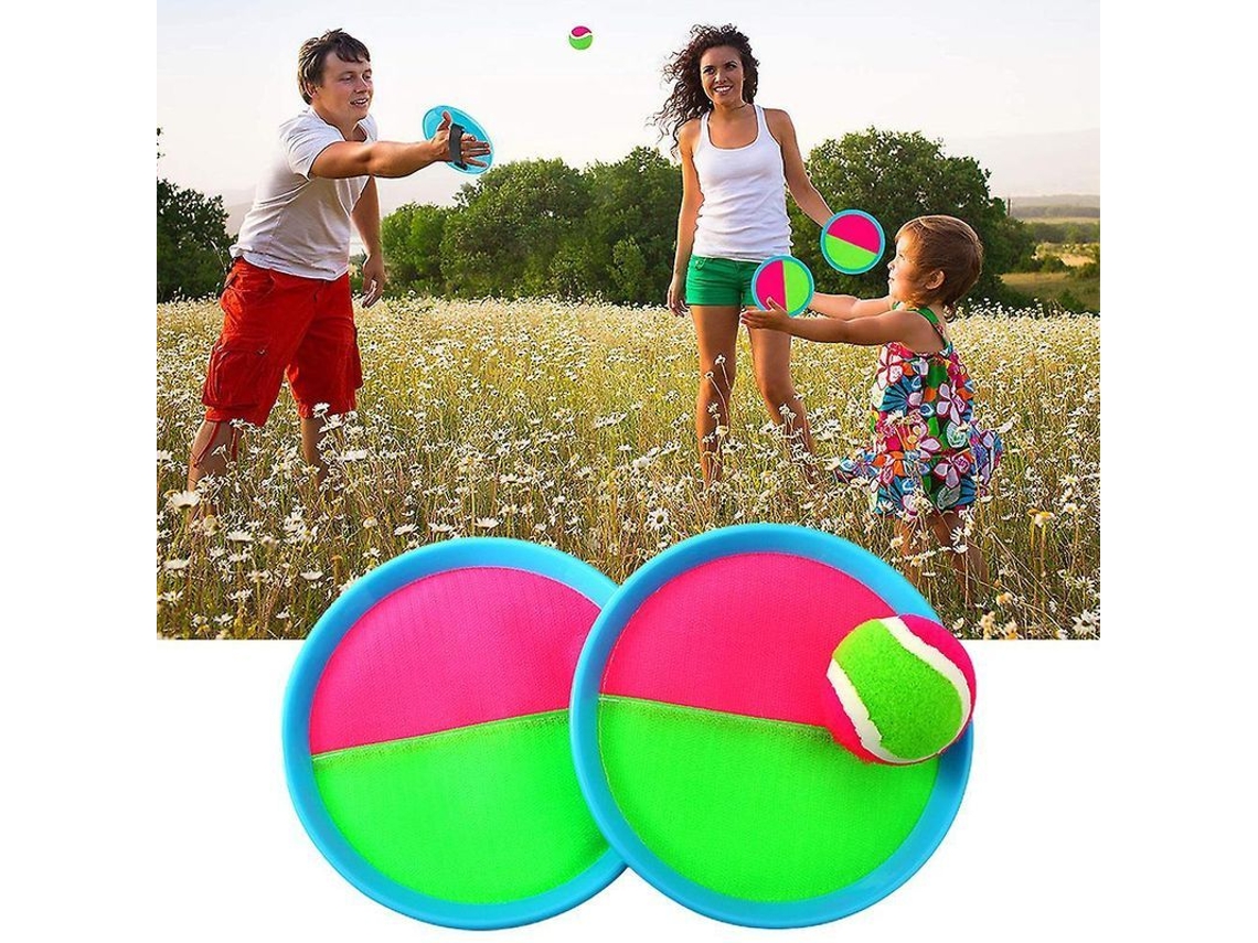 Juego De Lanzar Y Atrapar Con 4 Paletas Y 4 Pelotas Para Jugar En Familia Al Aire Libre.